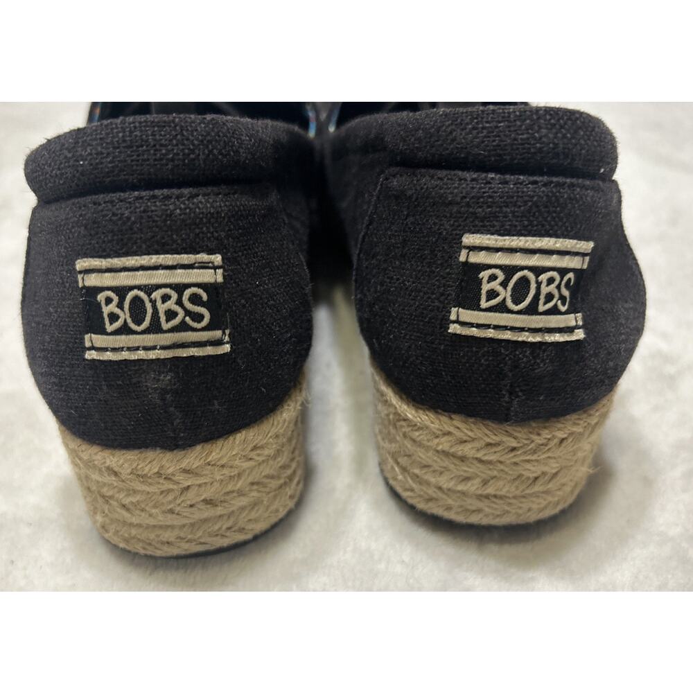 Skechers BOBS Women's Shoes 8.5 Black Slip On Wedge Casual Espadrilles Canvas - Picture 5 of 9